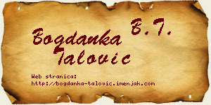 Bogdanka Talović vizit kartica